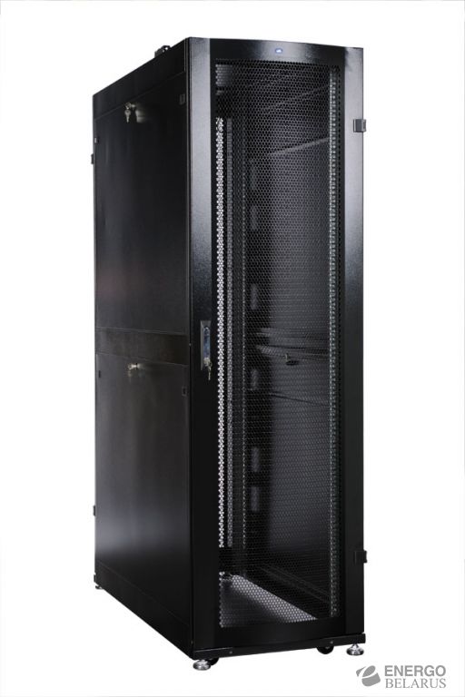 Шкаф серверный ПРОФ напольный 48U (600x1000) дверь перфор. 2 шт., черный, в сборе