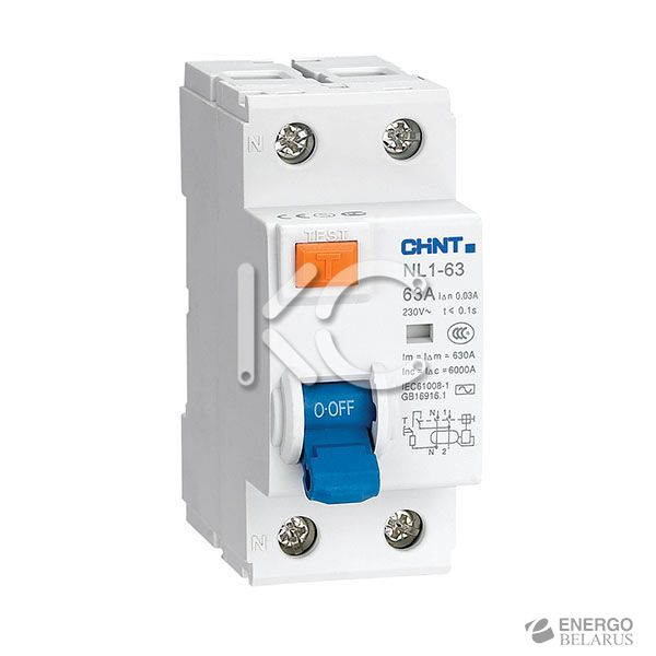 Устройство защитного отключения (УЗО) NL1-63 6kA 2P 63A 100mA тип AC (DB) (CHINT)