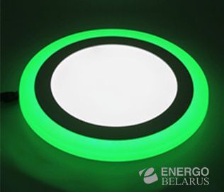 Светильник светодиодный ультратонкий с декоративной подсветкой круглый, 6+3W, Зеленый TruEnergy