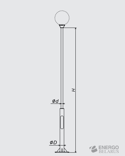 Опора металлическая торшерная трубчатая фланцевая ОМТ-22-1-5,5(а)