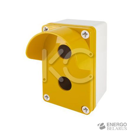 Корпус КП102 c козырьком для кнопок 2 места IP66 ABS желтый КС
