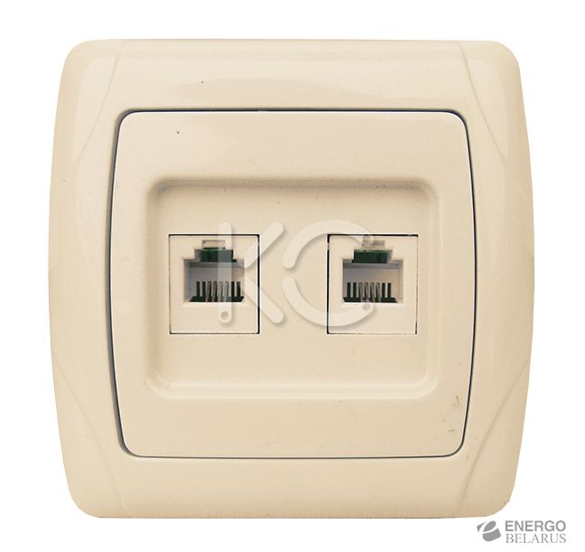 Розетка 2-м Phone Мадрид беж EKF