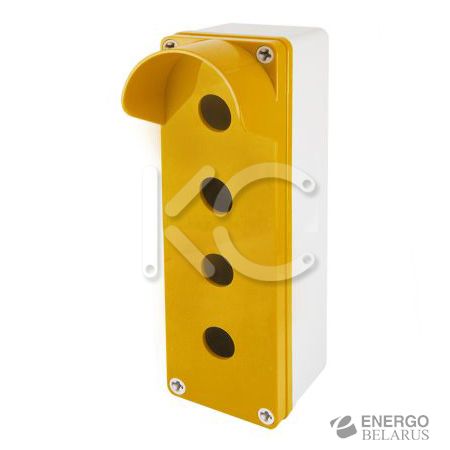 Корпус КП104 c козырьком для кнопок 4 места IP66 ABS желтый КС