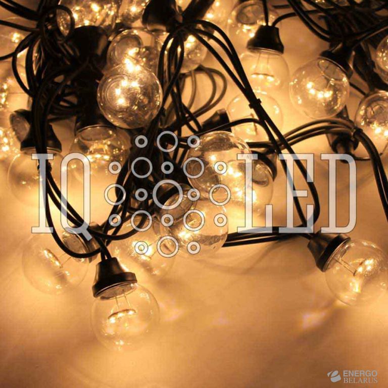 Гирлянда 20CM, 10M, 240V, белт-лайт с лампами теплый белый/черный провод