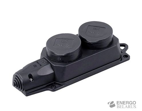 Розетка двухместная с защитными крышками каучуковая 230В, 2P+PE, 16A, IP44, Smar...