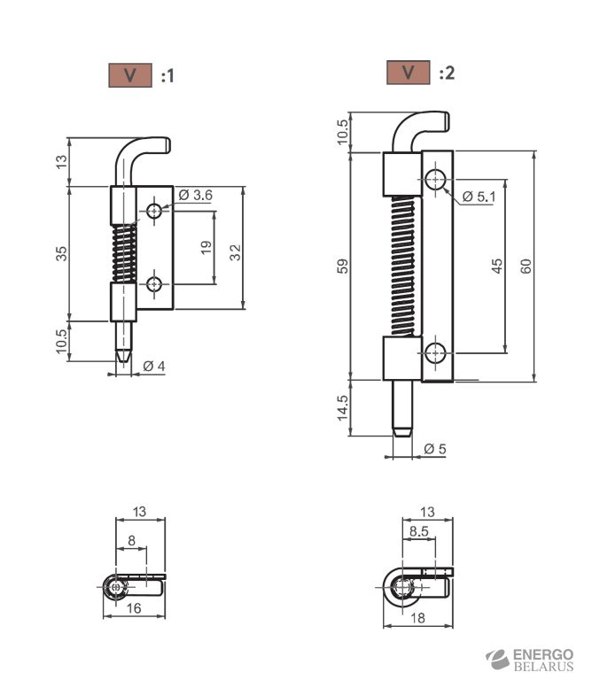 Петля скрытая Essentra (Mesan) 289-M-F-V-001