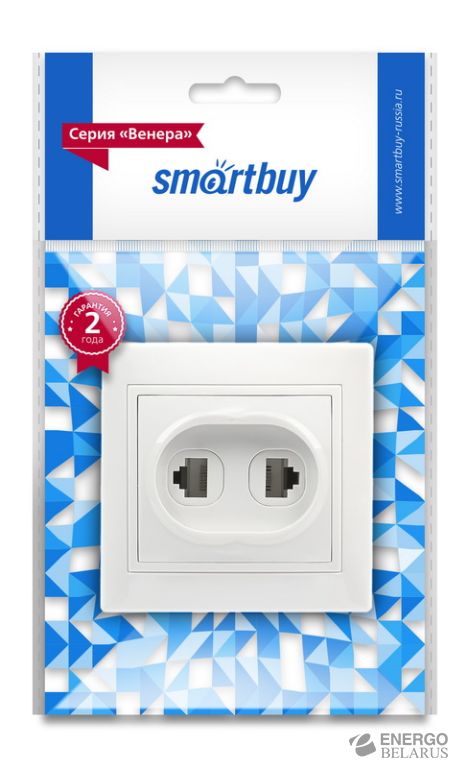 Розетка компьютер+телефон RJ-45+Phone 1 местная белая "Венера", Smartb...