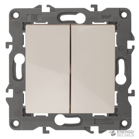 14-1106-02 ЭРА Переключатель двойной, 10АХ-250В, IP20, Эра Elegance, сл.кость (10/100/1600)