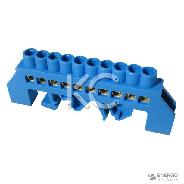 Шина N нулевая в изоляторе на DIN-рейку (из.синий) 6х9мм 10 групп-КС