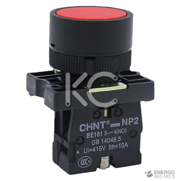 Кнопка управления NP2-EA42 без подсветки красная 1НЗ IP40 (CHINT)