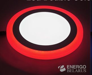 Светильник светодиодный ультратонкий с декоративной подсветкой круглый, 3+2W, Красный TruEnergy