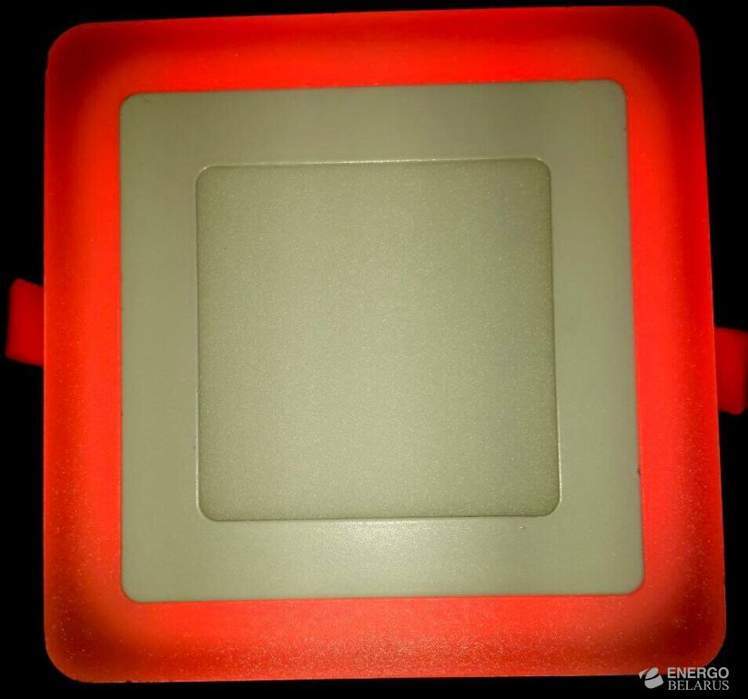 Светильник светодиодный с декоративной подсветкой квадратный,  3+2W, Красный TruEnergy