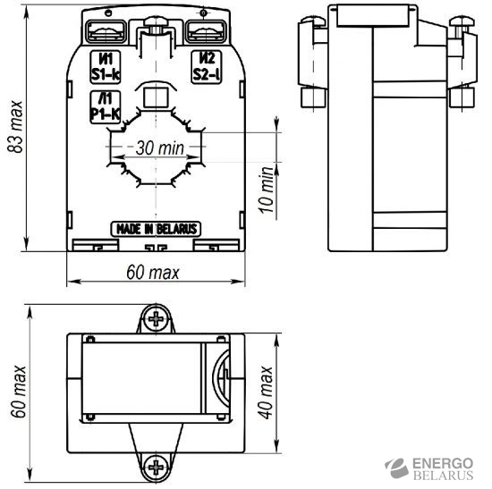 Трансформатор тока малогабаритный шинный ТШП-0,66м40-0,5S-400/5-10-У3