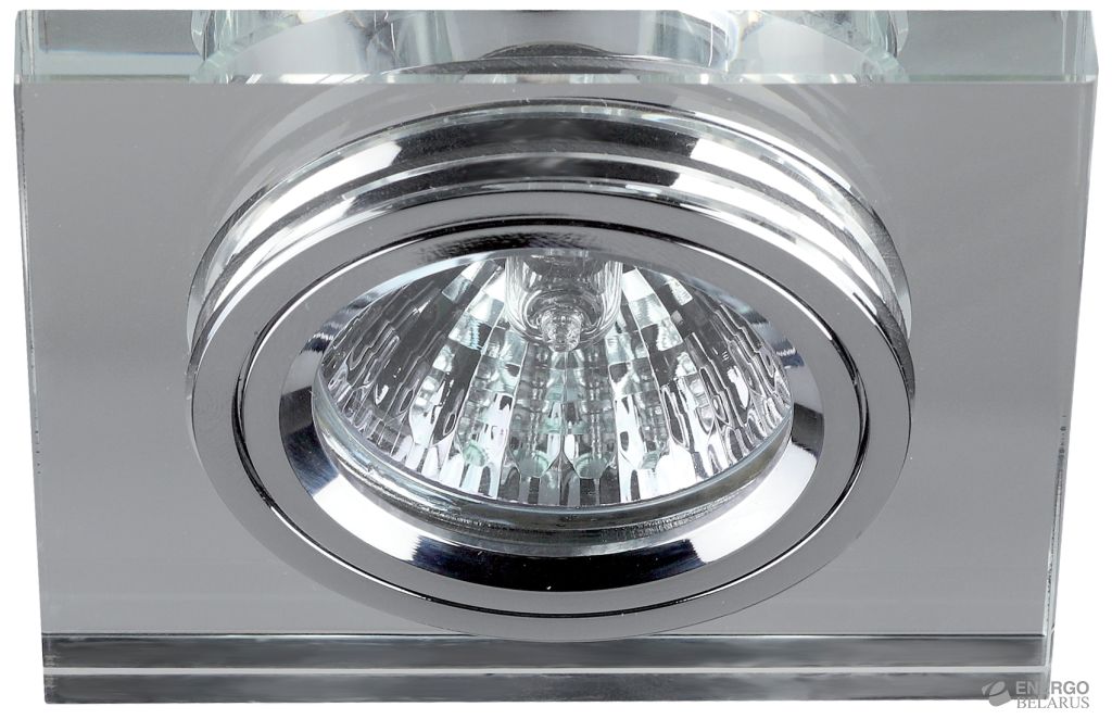 DK8 CH/WH Светильник ЭРА декор стекло квадрат MR16,12V/220V, 50W, хром/зеркальный (50/2100)