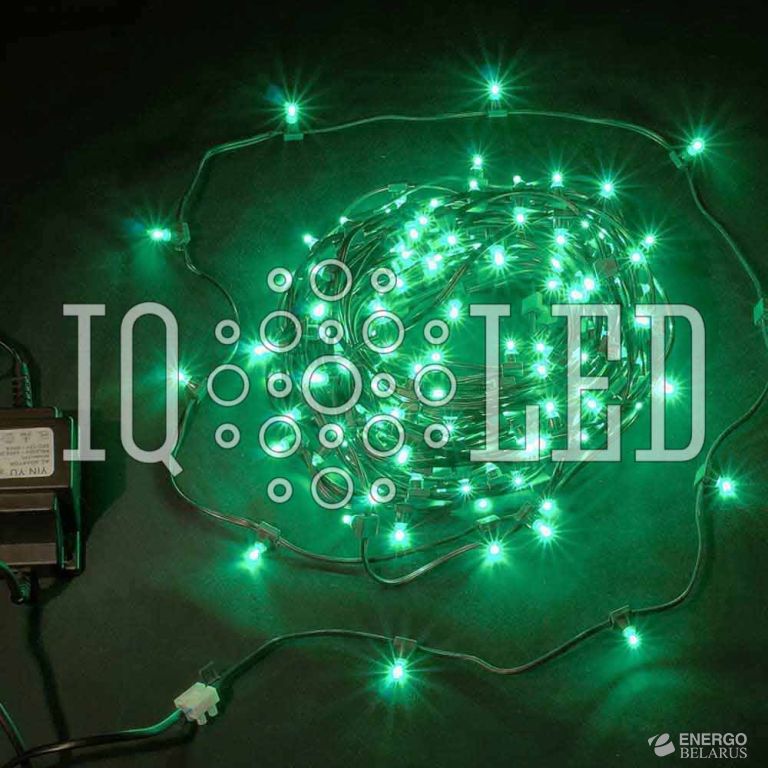 Гирлянда клип-лайт 12В, зеленый, 30M, Светодиод.