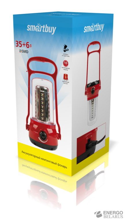 Аккумуляторный кемпинговый фонарь 35+6 SMD, красный