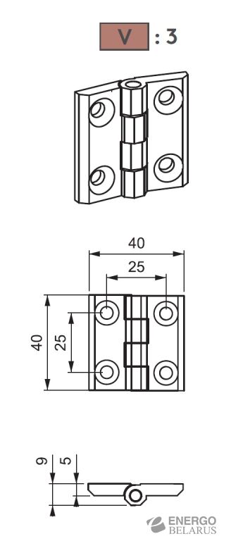 Петля накладная Essentra (Mesan) 299-1-F-3