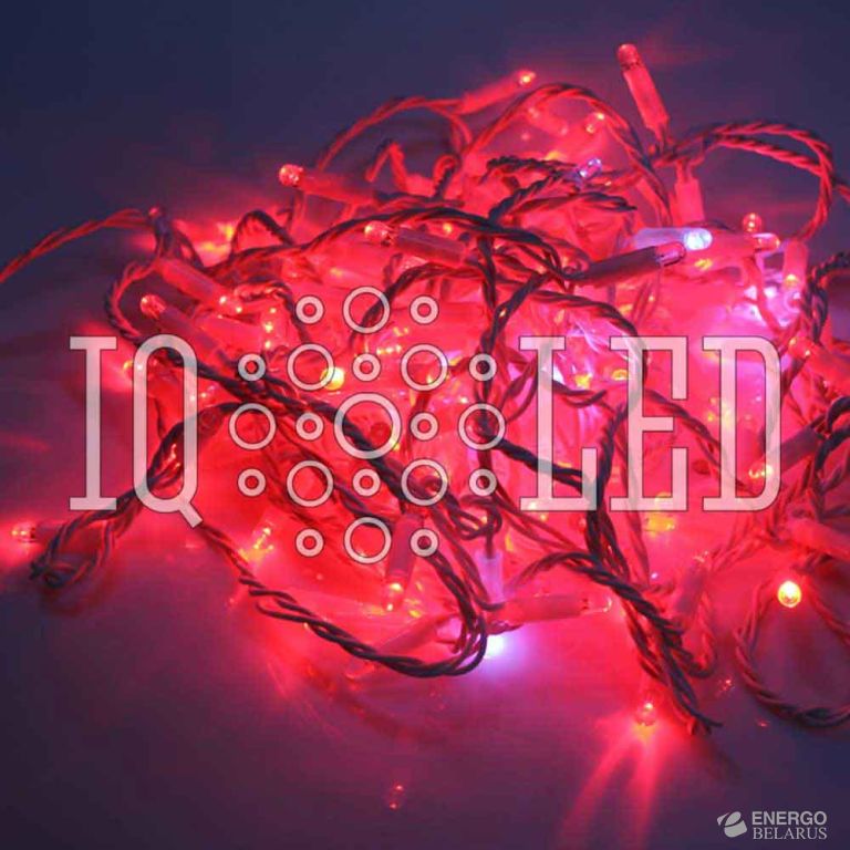 Гирлянда с FLASH мерцанием 20M, 24V, (Wire 2.3mm), красная / белый FLASH / белый провод, соединяемая (без шнура)