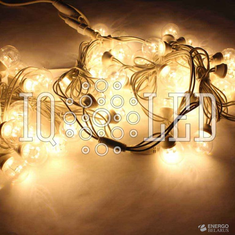 Гирлянда 20CM, 10M, 240V, белт-лайт с лампами теплый белый/белый провод