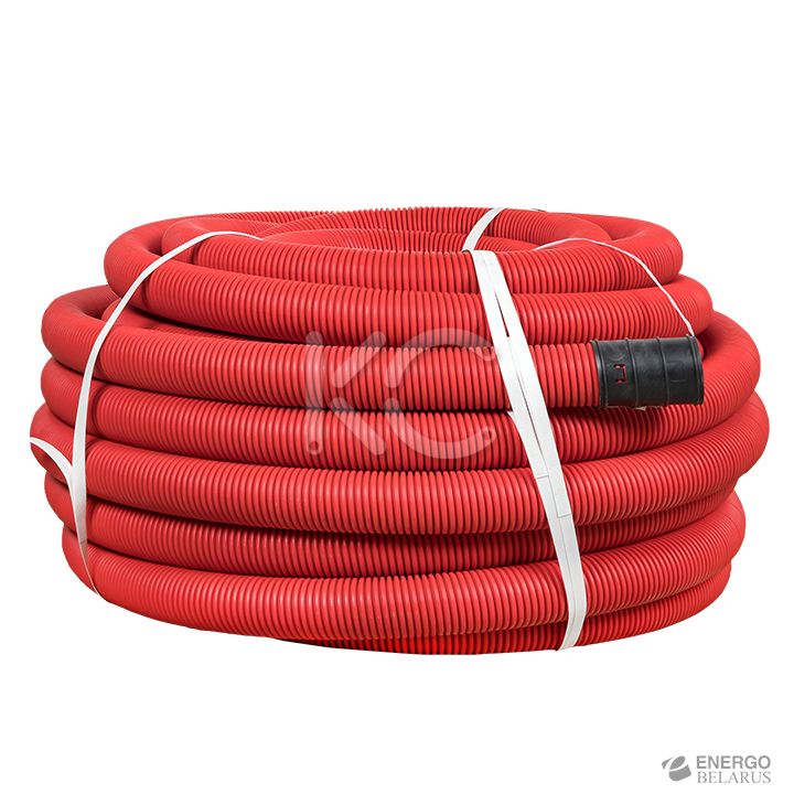 Труба гофрированная двустенная ПНД d 63 с зондом (50м) красная EKF PROxima