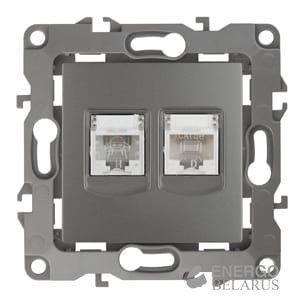 Розетка комбинированная 12-3109-12 ЭРА RJ45+RJ11, IP20, Эра12, графит (10/100/2500)
