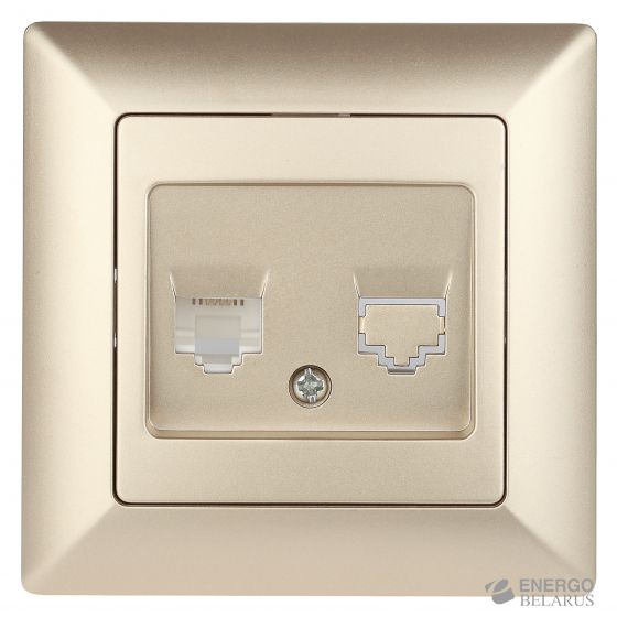 Розетка Intro Solo 4-302-04 телефонная RJ11, СУ, шампань