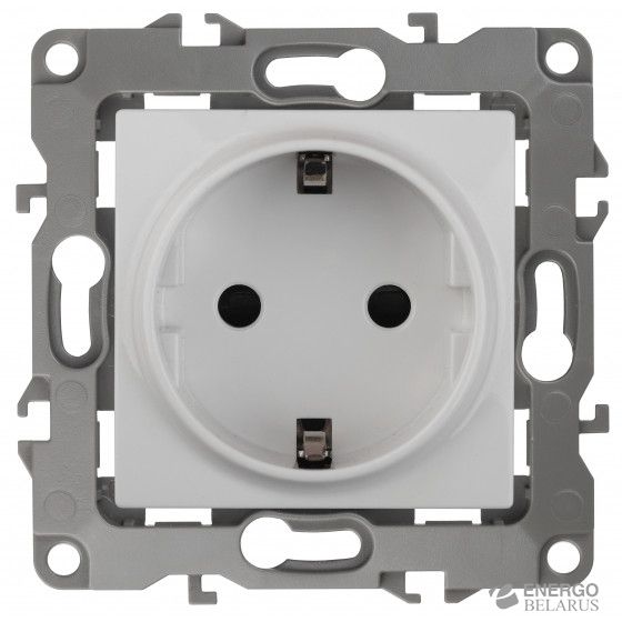 12-2011-01 ЭРА Розетка 2P+E Schuko, 16A-250В, IP20, винт, без м.лапок, Эра12, белый