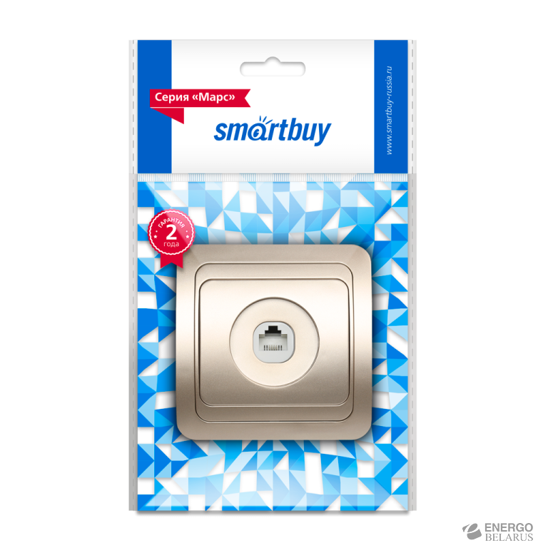 Розетка компьютерная RJ-45 1-местная шампань "Марс", Smartbuy