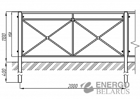 Ограждение столб концевой с кронштейном 1500*40*40*1,5 мм