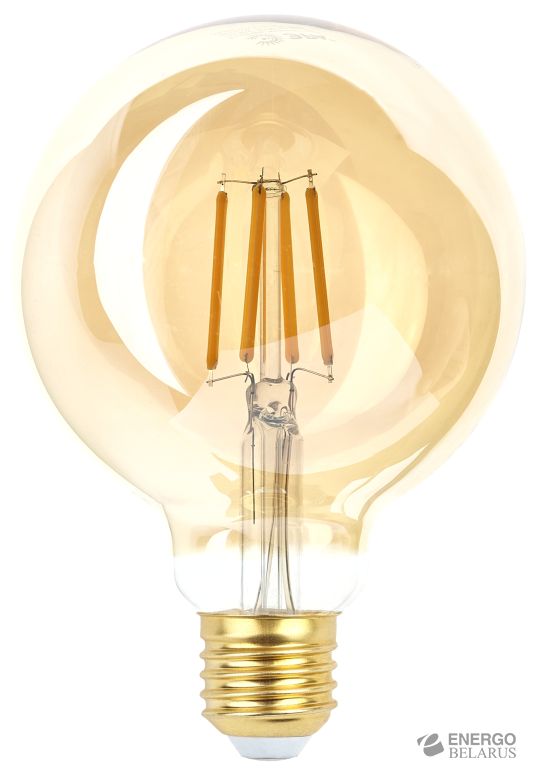 Лампа светодиодная F-LED G95-7W-824-E27 spiral gold ЭРА (филамент, шар спир зол, 7Вт, тепл, E27) (20/560)