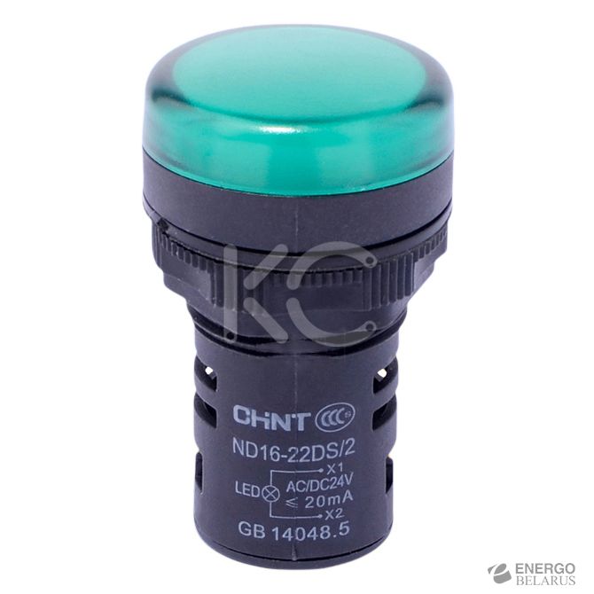 Индикатор ND16-22DS/2 зеленый АС/DC24В (R) (CHINT)