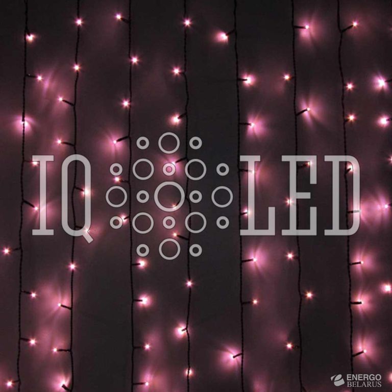 Дождь фиксинг 2*1.5M, 240V (розовые светодиоды/черный)