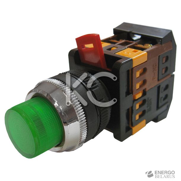 Кнопка ABLFP-22 зеленый d22 неон/240B 1з+1р ИЭК