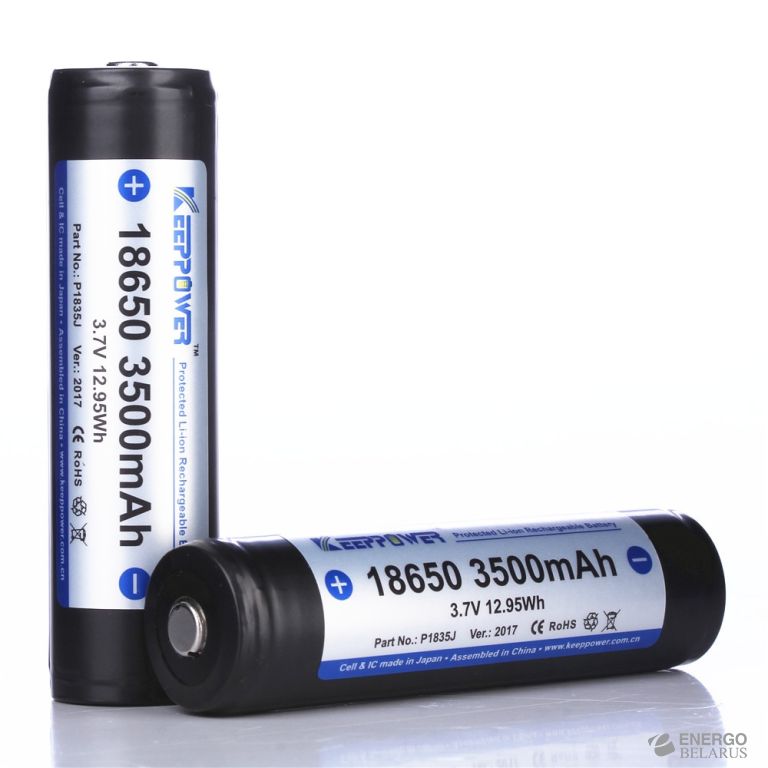 Аккумулятор KeepPower Li-ion с защитой 18650 (3.7 В, 3.5 А/ч) 10A button top P1835J (PCB)