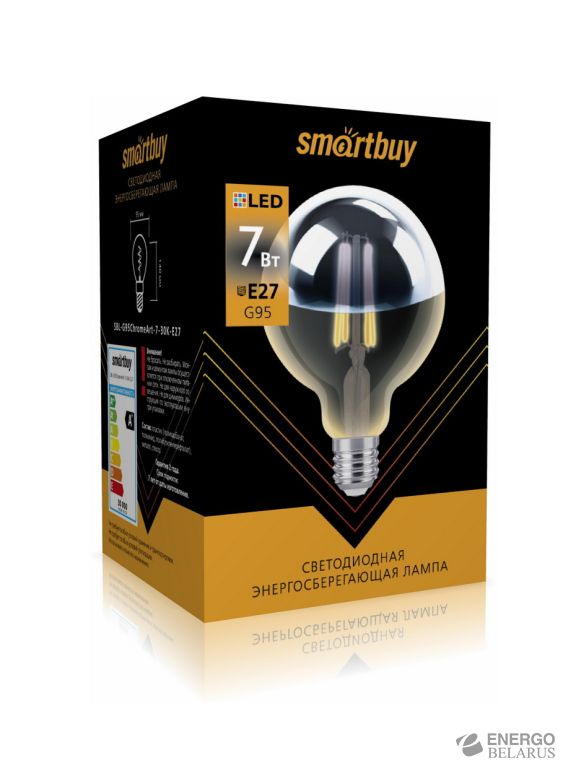 Лампа светодиодная (LED) ART Smartbuy-G95Хром-7W/3000/E27