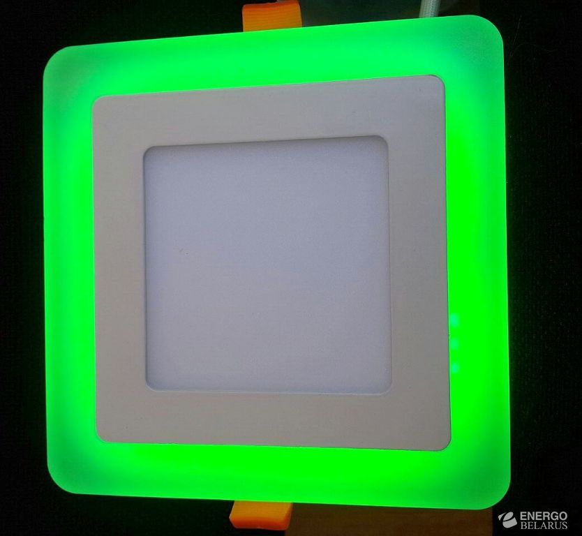 Светильник светодиодный с декоративной подсветкой квадратный,  3+2W, Зеленый TruEnergy
