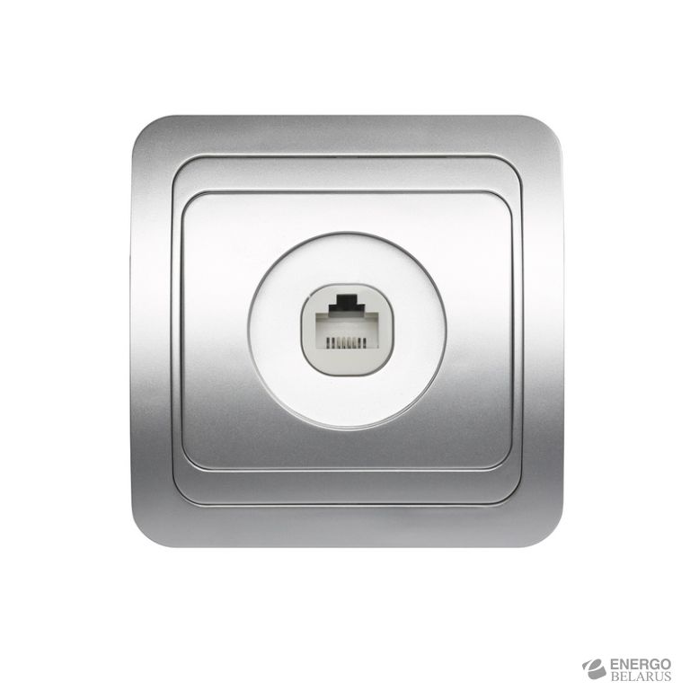 Розетка компьютерная RJ-45 1-местная серебро "Марс", Smartbuy