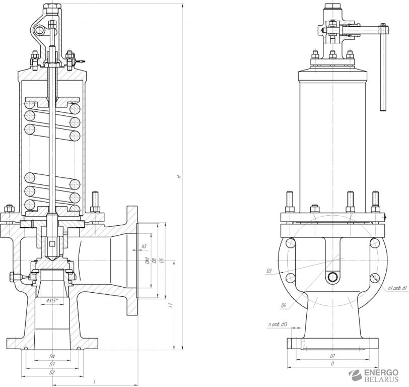 Клапан предохранительный 17с21нж полноподъемный пружинный PN4,0МПа ДУ-40