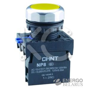 Кнопка управления NP8-10BN/5 без подсветки желтая 1НО IP65 (R)(CHINT)