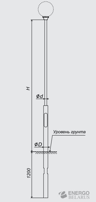 Опора металлическая торшерная трубчатая прямостоечная ОМТ-2-1-5.0