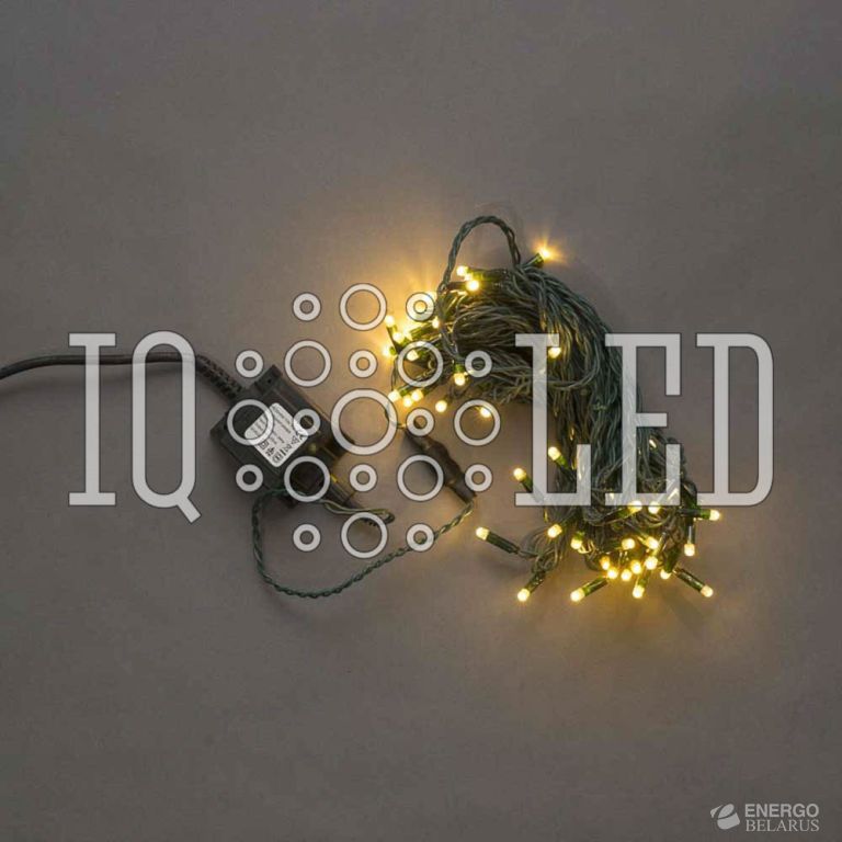 Гирлянда постоянного свечения 24V белый теплый / темно-зеленый провод