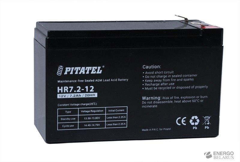 Аккумулятор свинцово-кислотный Pitatel HR7.2-12, 12V 7.2Ah