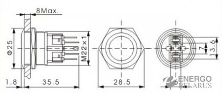 Кнопка SWS2-11 (d16) металл