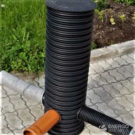 Колодец дренажный с дном, 2 манжеты и крышкой 400х1000м