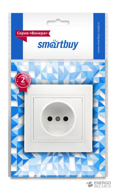 Розетка 1-местная без заземления 10А белая "Венера", Smartbuy