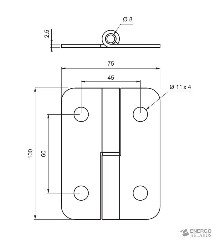Петля накладная Essentra (Mesan) 899-4-F-002