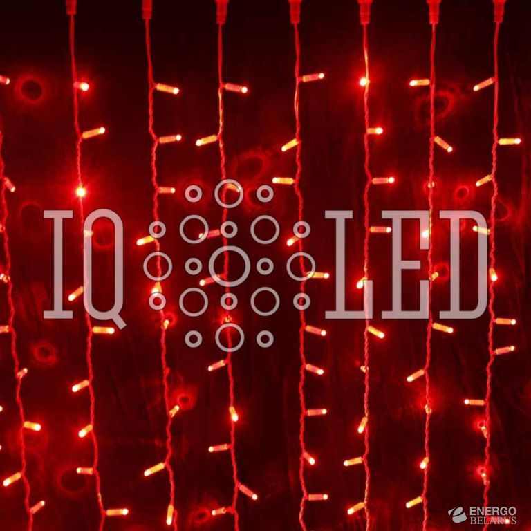 Дождь flash 240V, 2*3М (красные светодиоды/белый провод)