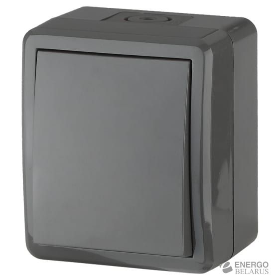 Выключатель с подсветкой IP54 11-1402-03 ЭРА, 10АХ-250В, ОУ, Эра Эксперт, серый (16/160/2560)