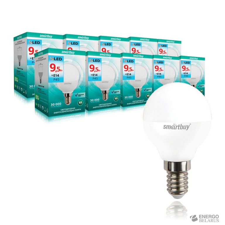 Лампа светодиодная (LED) Smartbuy-P45-9,5W/4000/E14