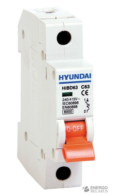 Автоматический выключатель HYUNDAI HIBD63-N,  1P, 6kA, 2 ... 25A, хар.C